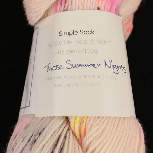 Woolberry Fiber Co Simple Sock Yarn SW Merino Nylon 463 Yds Those Summer Nights - Picture 3 of 3